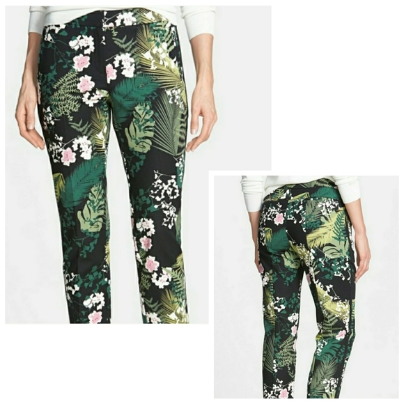 Adrianna Papell | Tropical Cropped Slim Pants 8 - Picture 1 of 8